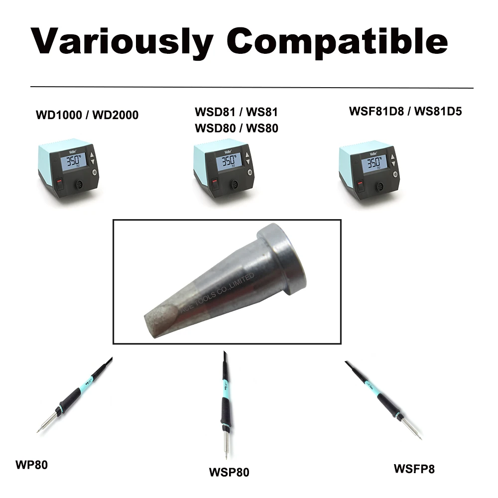 LTB Chisel 2.4มม.เปลี่ยน Soldering Tip Fit WELLER WP80 WSP80 WSFP8 WD1000 WD2000 WSD81 WS81 WSF81D8 WS81D5จับเหล็ก