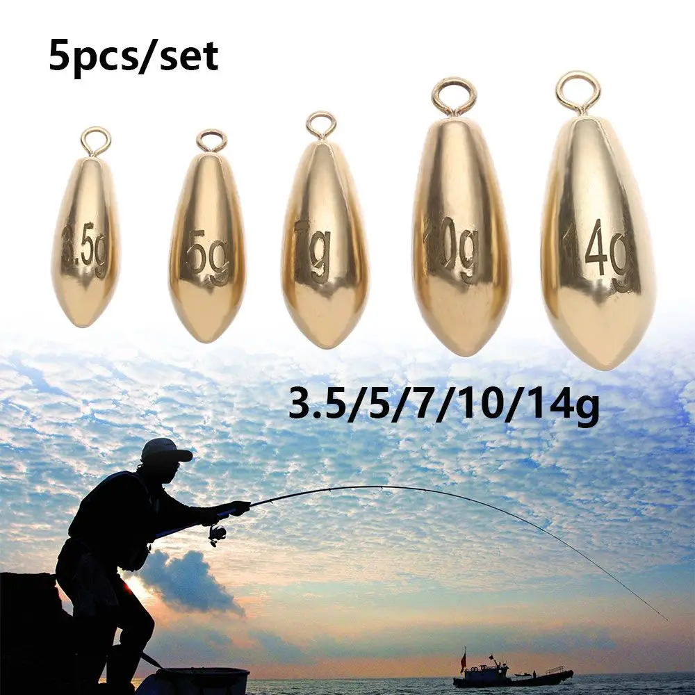 

5pcs Round Shot Additional Weight Line Sinkers Brass Sinker Fishing Lead fall Hook Connector