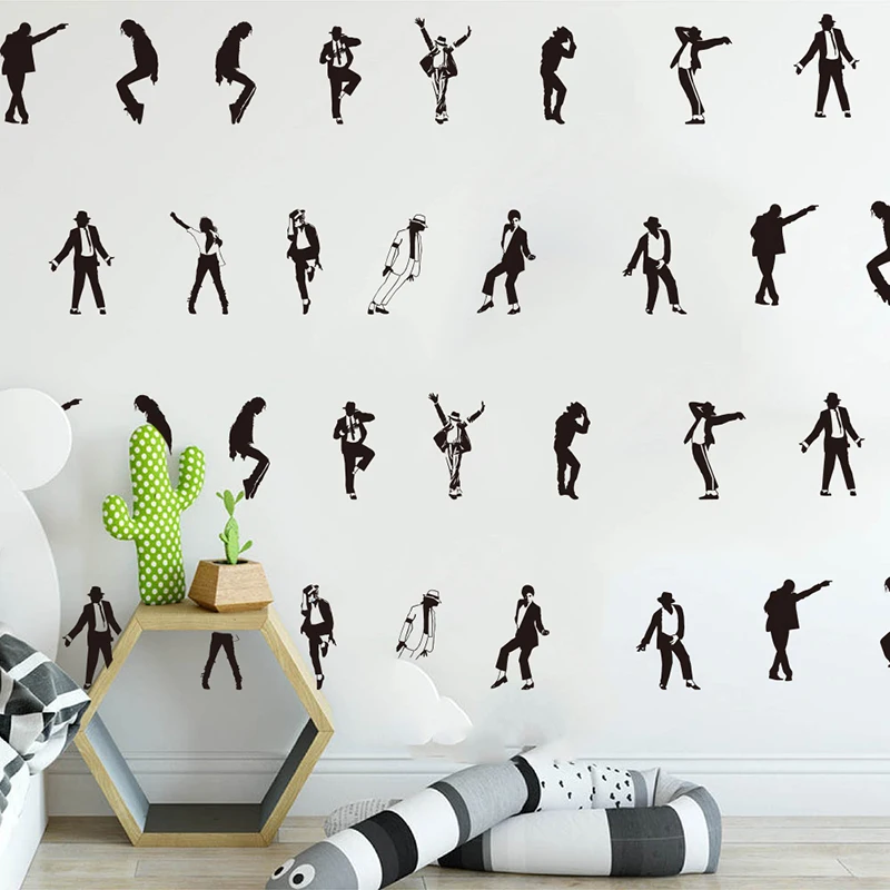 Set Of 13 Michael Jackson Dancer Wall Sticker Nursery Rock Super Star Dance Music Singer Wall Decal Bedroom  Vinyl Decor