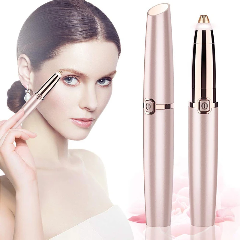 

Eyebrow Hair Remover Rose Gold Eyebrow Trimmer for Women Lightweight Painless Eyebrow Epilator with Light Battery Not Included