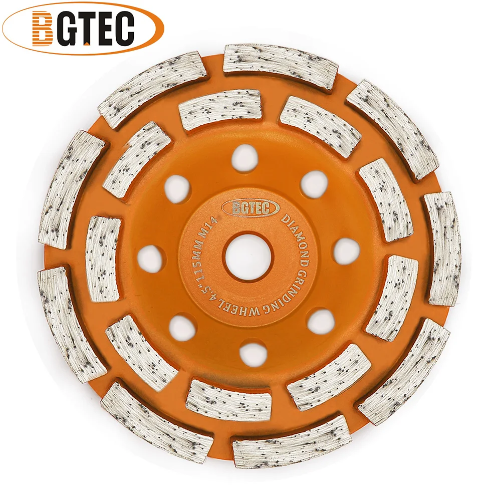 BGTEC 1pc 4'' 4.5'' 5'' 7'' Diamond Double Row Grinding Cup Wheel concrete, Masonry, Granite marble Grinding discs