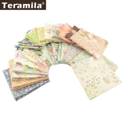 50x50cm Teramila Floral Designs 100% Cotton Fat Quarters Patchwork Fabrics Handmade DIY Quilting Cloth for Sewing Pillow Cushion