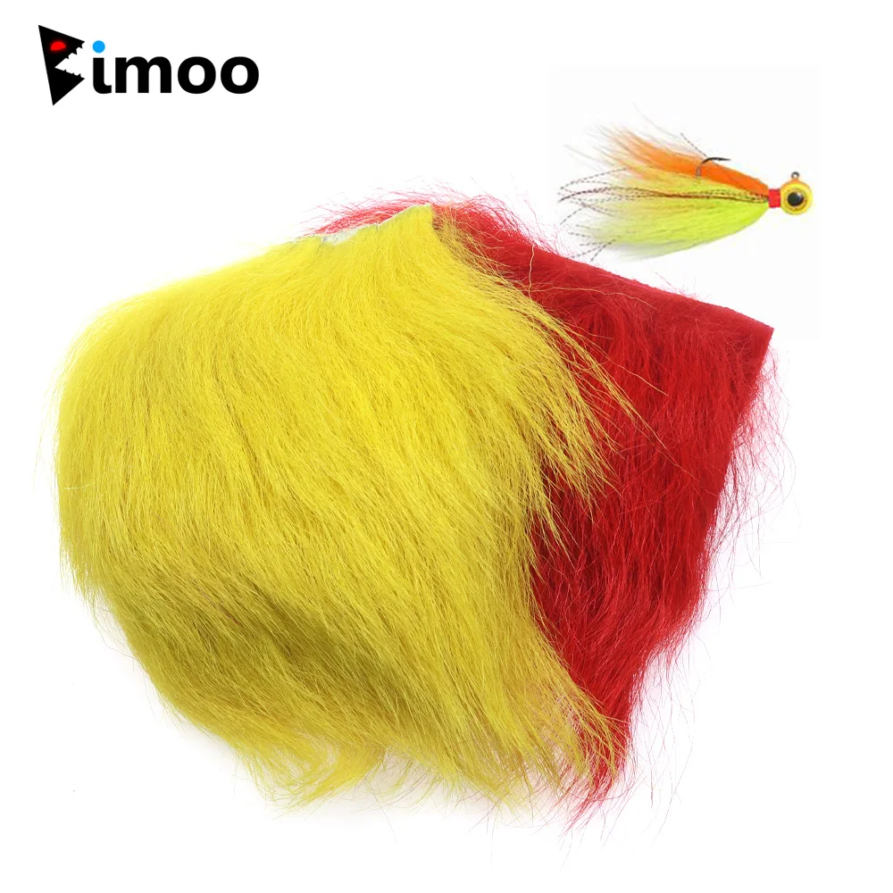 Bimoo 1PC 6 * 6 CM Naszywka z futra kozy do wiązania spadochronów Fly Mini owcze włosy do wiązania przynęt Jig Bait Streamers Chartreuse Orange
