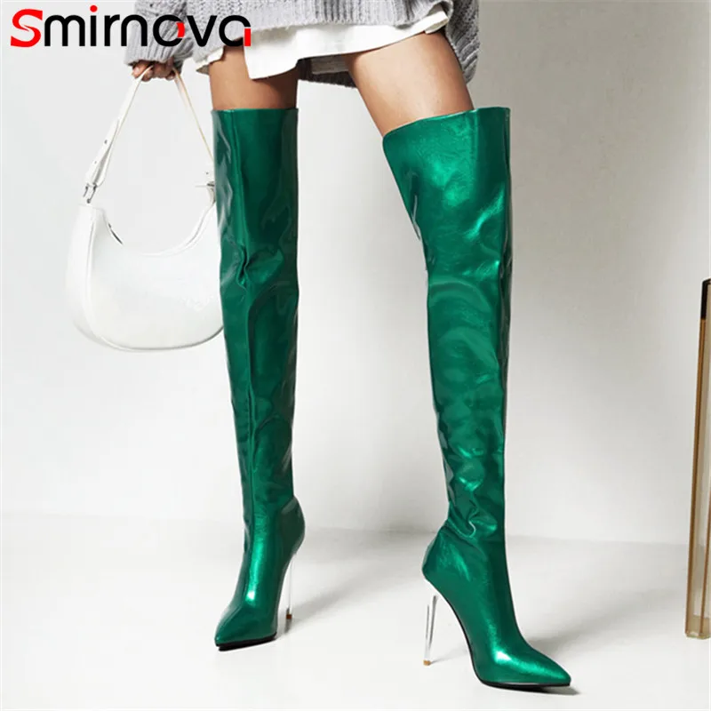 

Smirnova 2022 New Arrive Party Nightclub Shoes Women Over The Knee Boots Leopard Zip Pointed Toe Autumn Sexy Women Long Boots