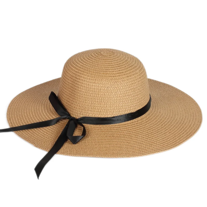 

Summer Sunshade Foldable High Quality Panama Paper Hat Custom Wide Brim Straw Beach Hat Wholesale Women and Lady Character Plain