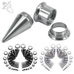 ZS 2pcs 2-20m 2 in 1 Stainless Steel Ear Plugs And Tunnel Fit Interchangeable Taper Plug Piercing Ear gauges Black Ear Stretcher