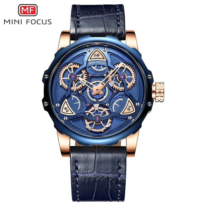 Imagem -03 - Minifocus Relógios dos Homens Marca de Luxo Militar Relógio Esportivo Masculino 3d Dial Quartzo à Prova Impermeável Água Relógio Couro Relógio Masculino Mf0249g