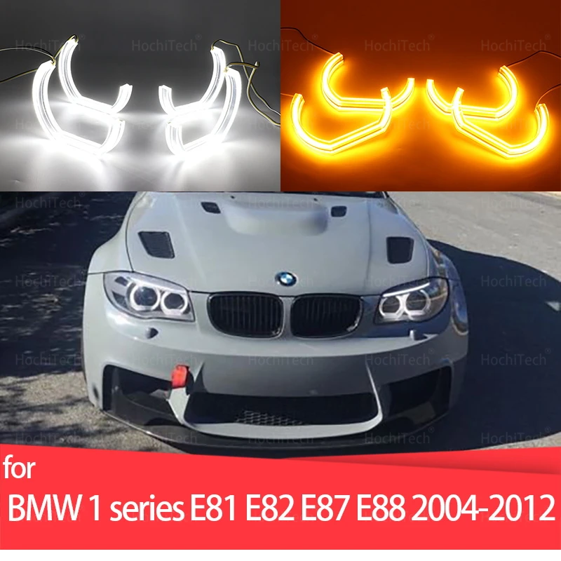 

LED Crystal Angel eyes Cut Style DRL DTM U Shape Light 6000K White yellow For BMW 1 Series E82 E88 E87 E81 2004-2012