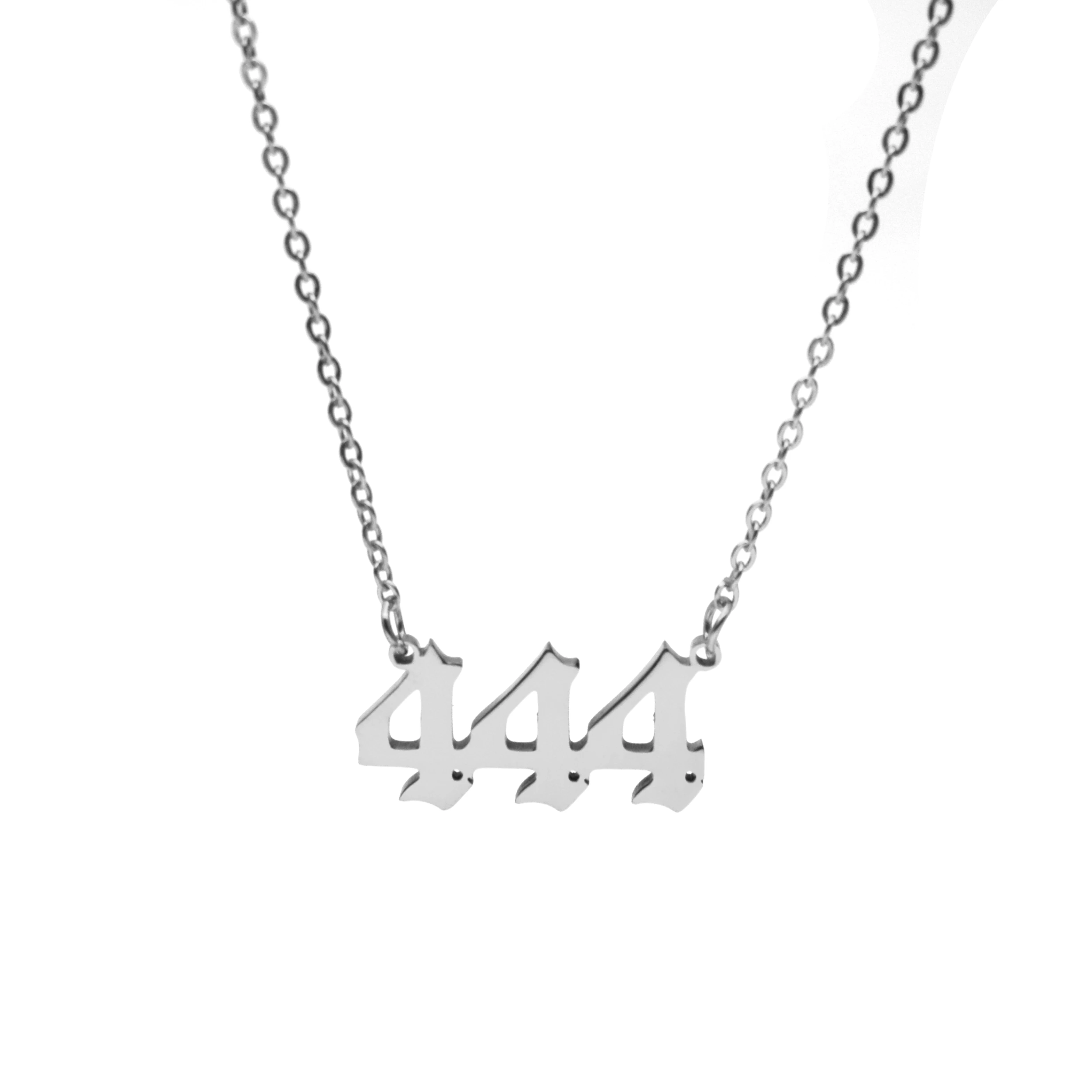 444 Angel Number Stainless Steel Pendant Necklaces for Women Custom Birth Date Birthday Jewelry BFF Gift