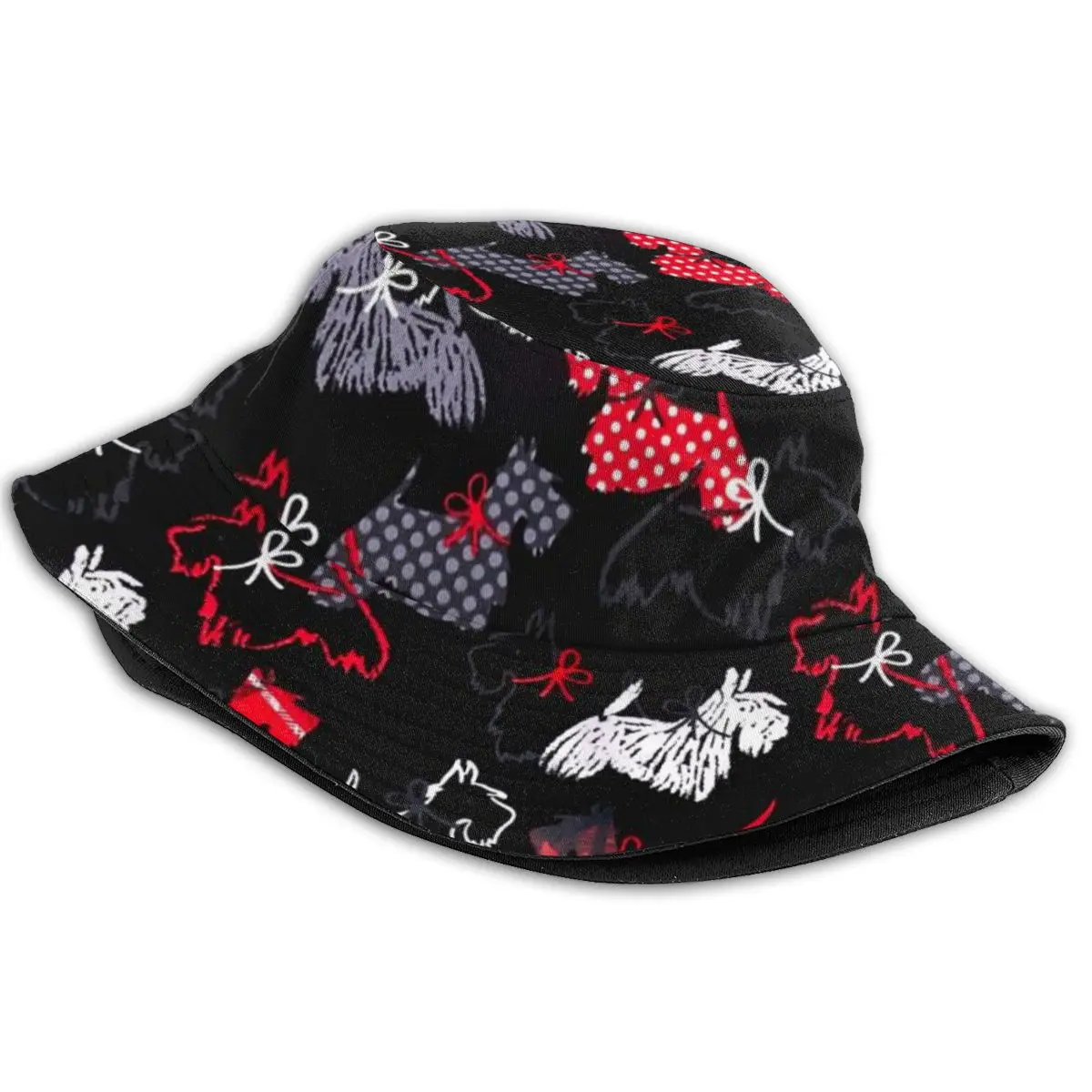 

Westie Print Wild Hat Мультфильм Черная Женская Панама Панама Панама Шляпа Скотти Собака Дизайн Плоский Солнцезащитный Козырек Рыбалка Боб Шляпа Хип-Хоп