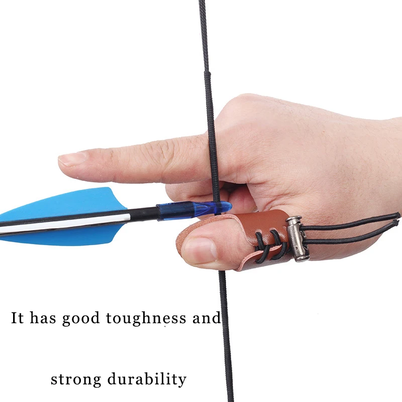 Cowhide Archery Finger Guard มือเคล็ดลับ Thumb ดึง Protector แหวน Tab สำหรับ Recurve Bow การล่าสัตว์