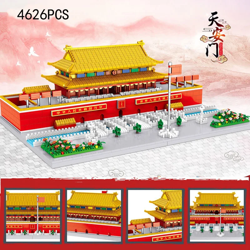 World Famous Historical Architecture Micro Diamond Block China Beijing Tianan Men Square Nanobrick Model Building Brick Toys