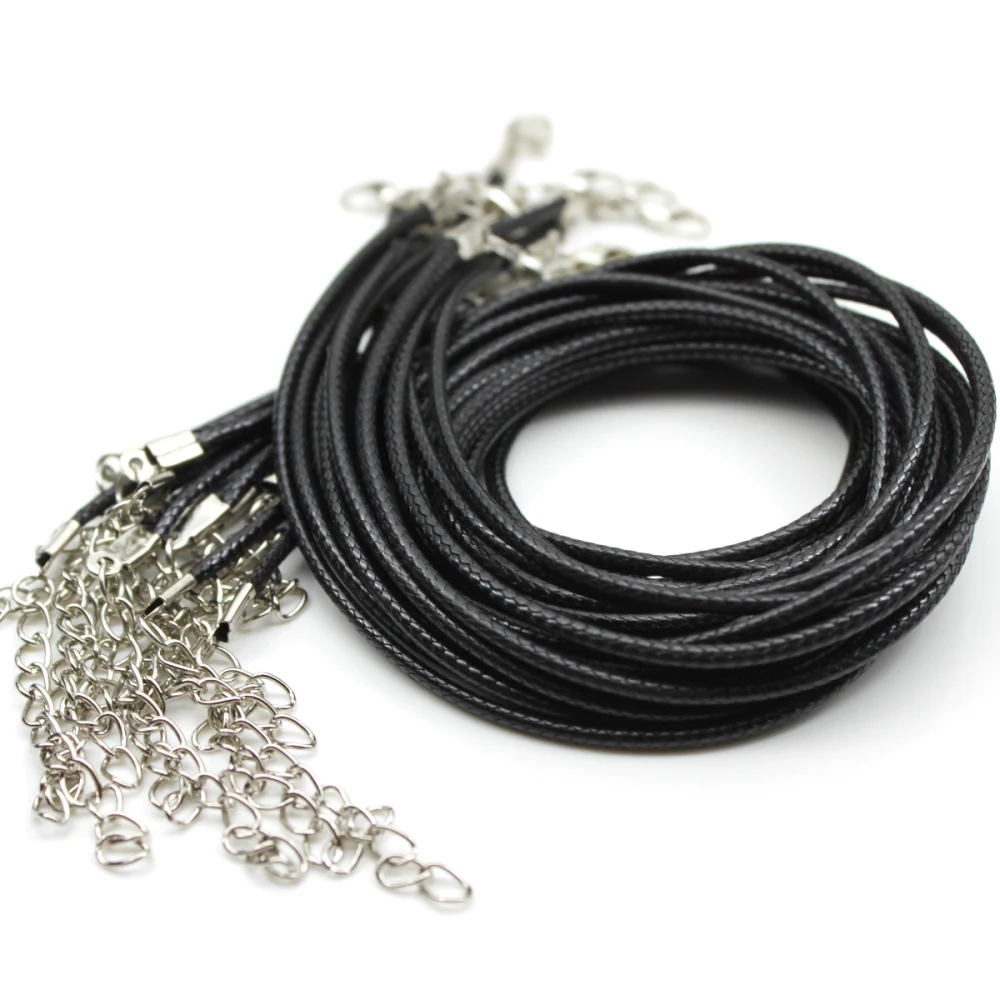 Zeroup pingente de cordão de couro, artesanal, ajustável, preto, com fecho de lagosta, colar com joias, busca 20 designs
