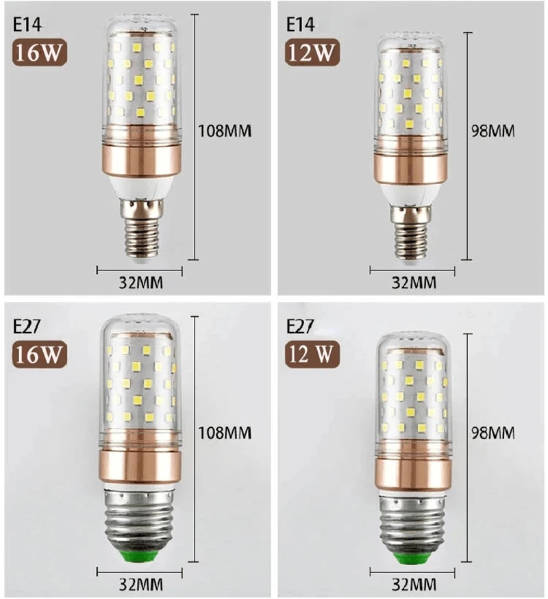 10 قطعة أمبولة E27 LED لمبة E14 LED مصباح 12W 16W SMD2835 220V الذرة لمبة الدافئة الباردة الأبيض led Lampada بومبيليا للمنزل الإضاءة