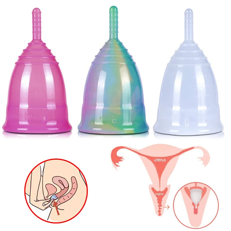 1PCS Colorful Menstrual Cup Medical Grade Silicone Sterilizing Cup Women Lady Menstrual Period Cup Feminine Hygiene Products