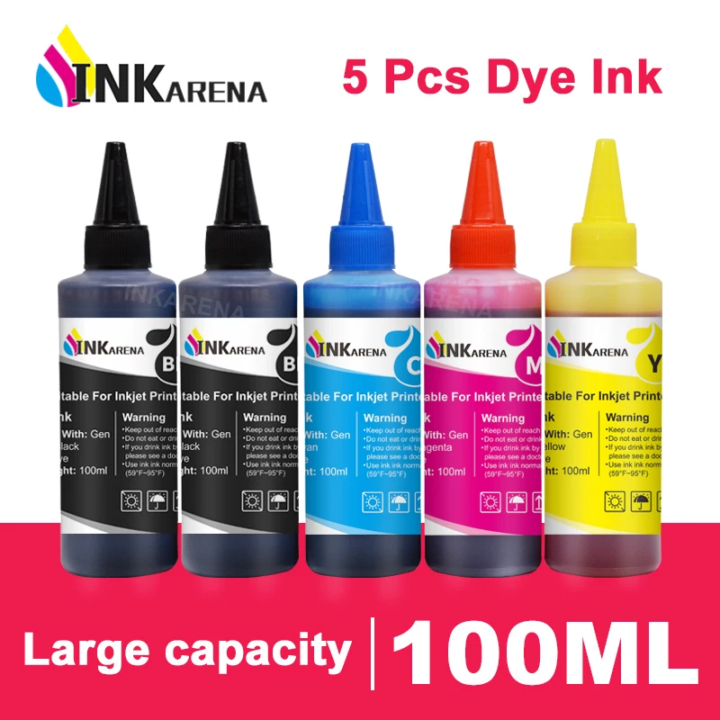 INKARENA 100ml Refill Ink Kit For HP 21 22 301 302 304 121 122 123 650 652 300 140 141 350 351 343 338 Printer Ink Cartridge