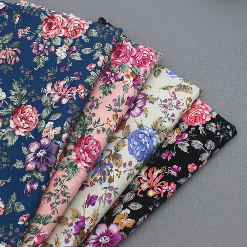 Pure Cotton Thin Floral Dress Shirt Cloth Garment Fabric DIY Handmade Sewing Accessories By Meters