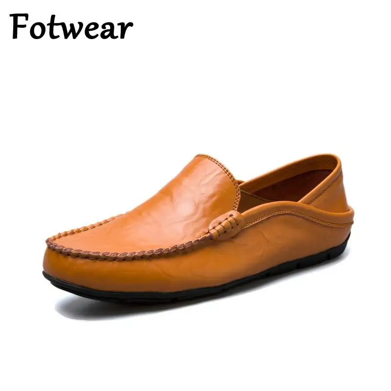 

Туфли Fotwear мужские из бычьей кожи, дышащие лоферы, полутапочки, мягкие, для вождения, оранжевые, без застежки