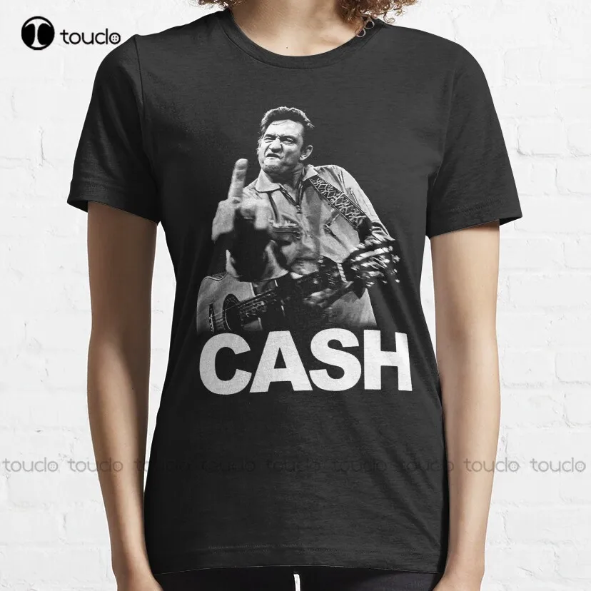 Selling Johnny Cash With HIs Guitar and Middle Finger Classic T-Shirt oversized t shirts for women Custom aldult Teen unisex