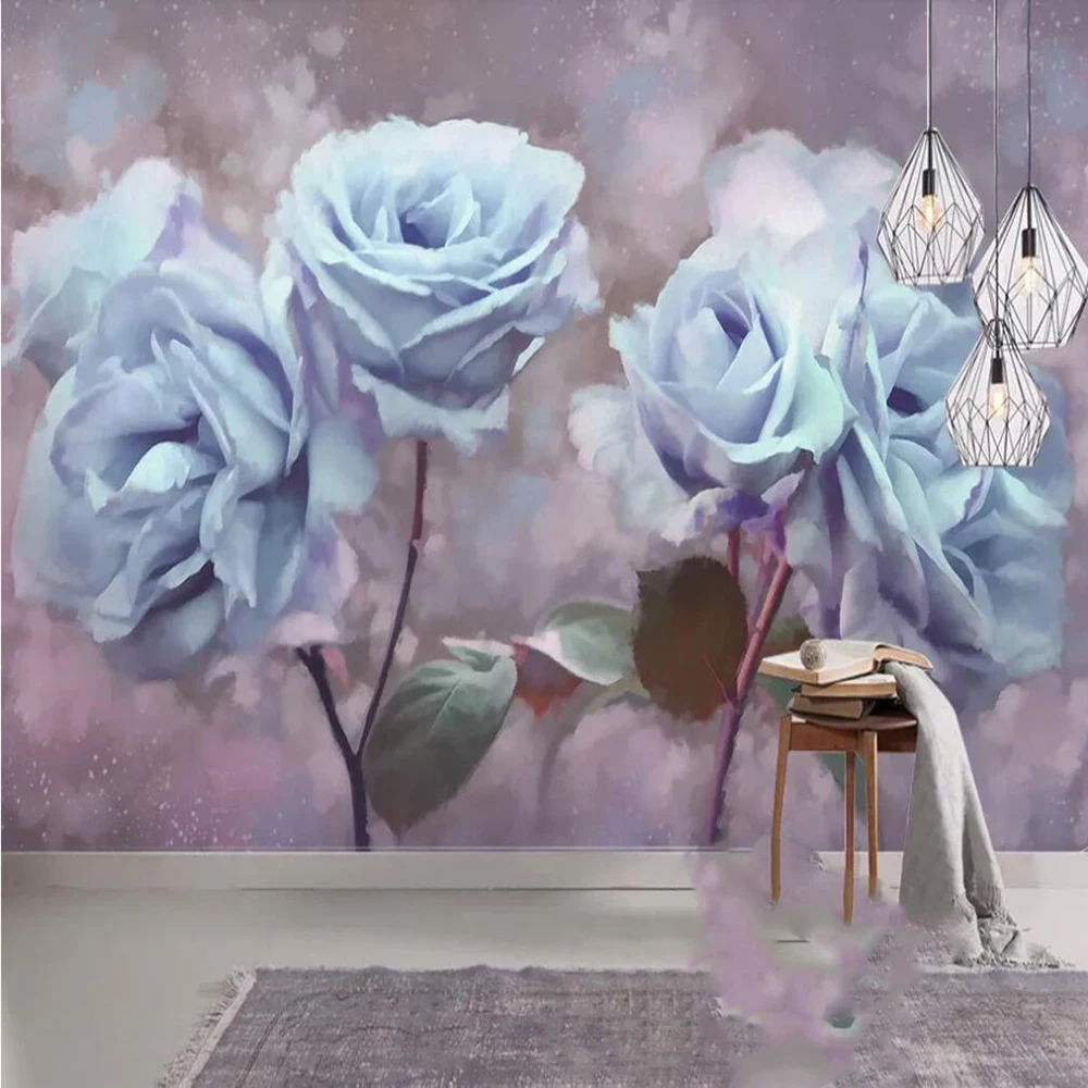 

Custom mural wallpaper 3D modern minimalist hand-painted rose flower living room bedroom wall decoration mural wallpaper