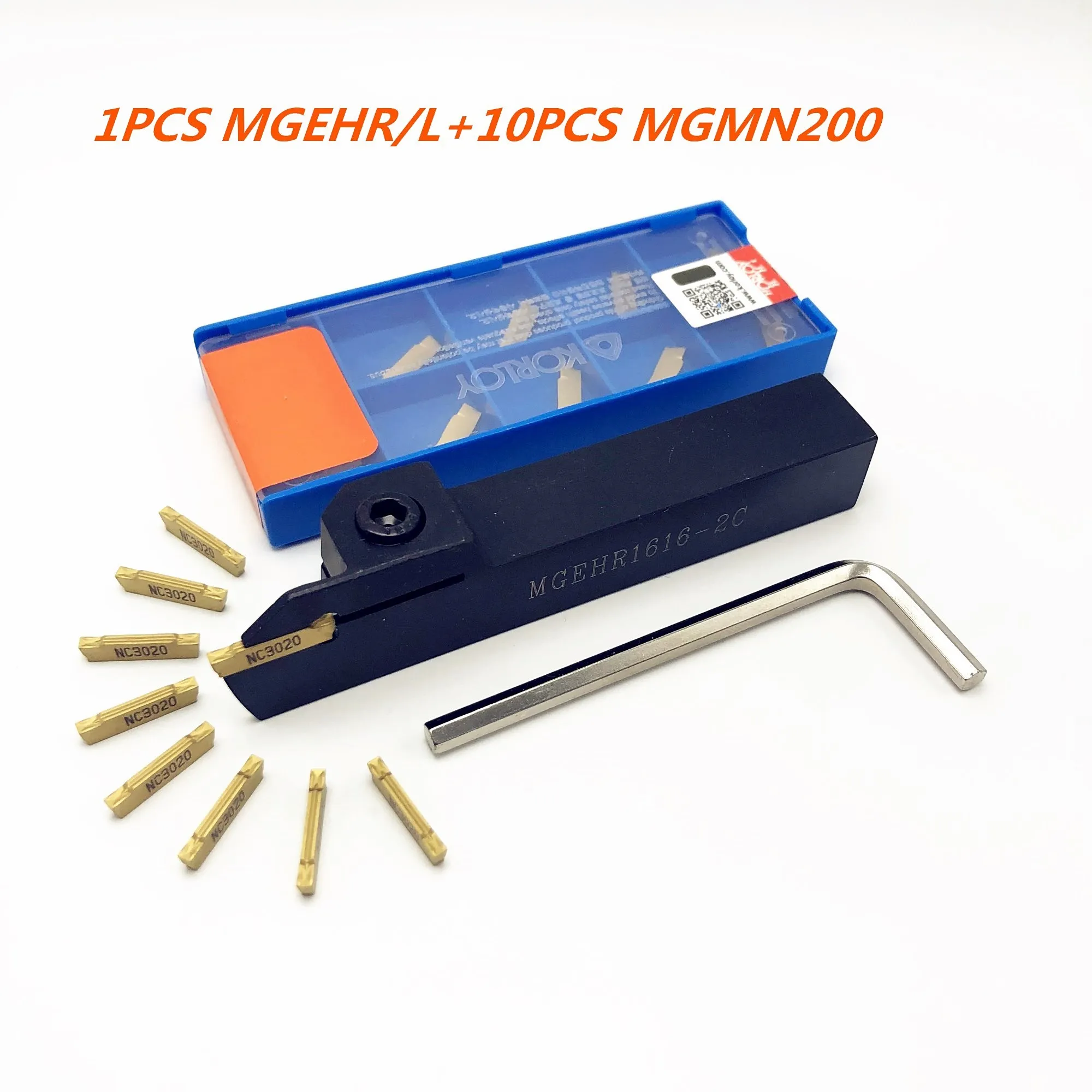 

1PCS CNC slot cutter MGEHR/L 1010 1212 1616 2020 2525-2.0 outer diameter knife holder +10PCS MGMN200-2mm slot blade