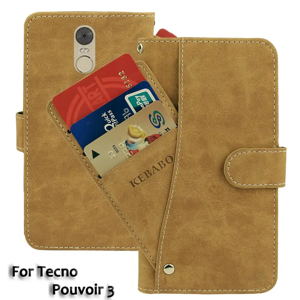 

Vintage Leather Wallet Tecno Pouvoir 3 Case 6.2" Flip Luxury Card Slots Cover Magnet Stand Phone Protective Bags