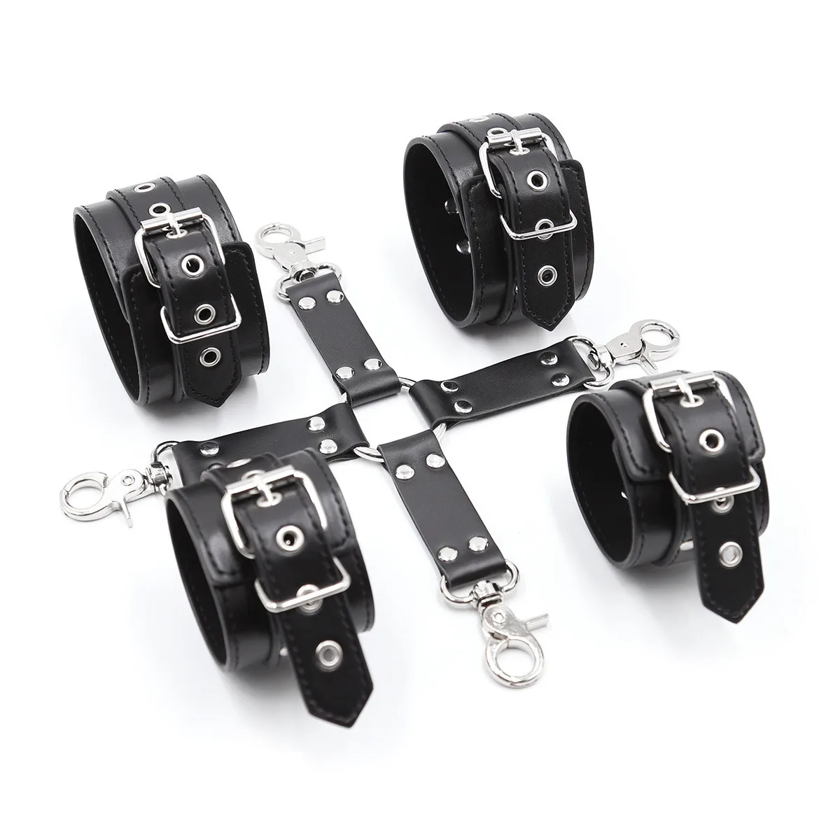 Bdsm Bondage Leather Strap Rope of Restraints Handcuffs with Cross Harness Lock for Fetish Adults Sex Games Erotic Accessories