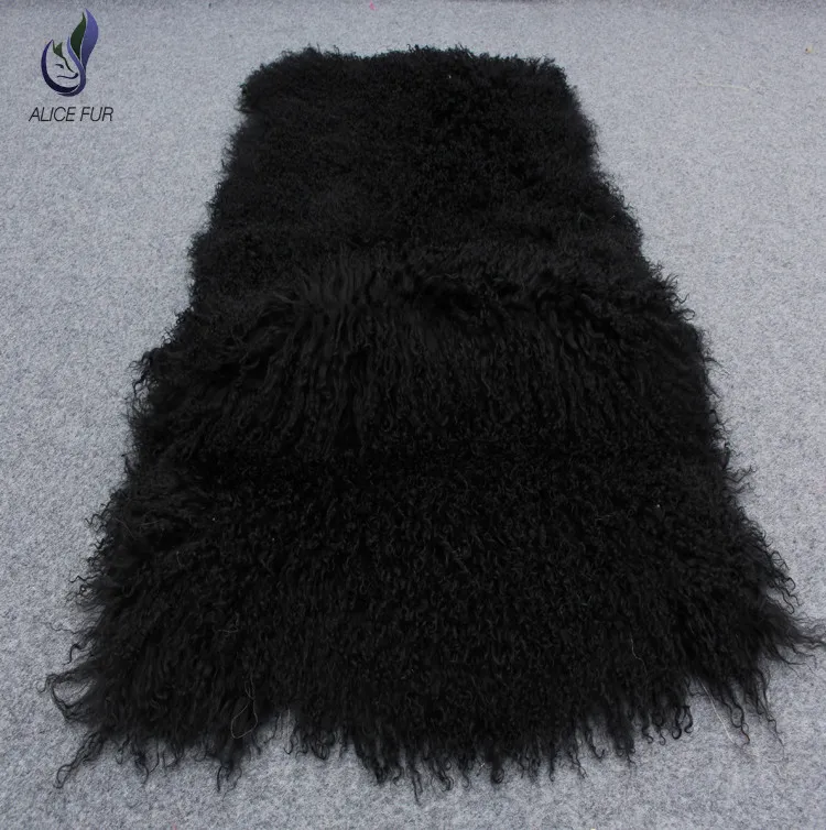 

Real Mongolian Lamb Fur Plate Rug Plates Decorative Rugs for Doll Wigs Accessory