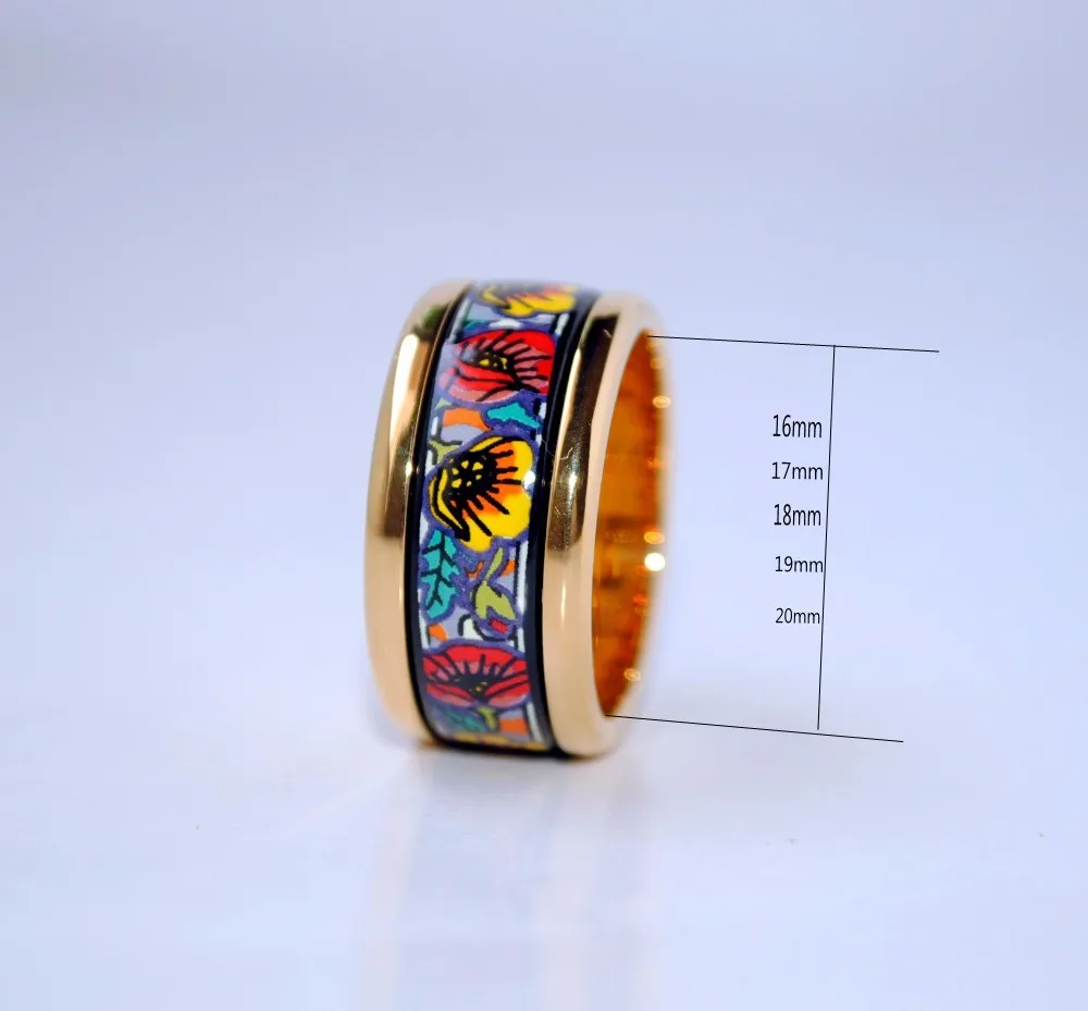 Cloisonne enamel circular fashion jewelry plated gold rings