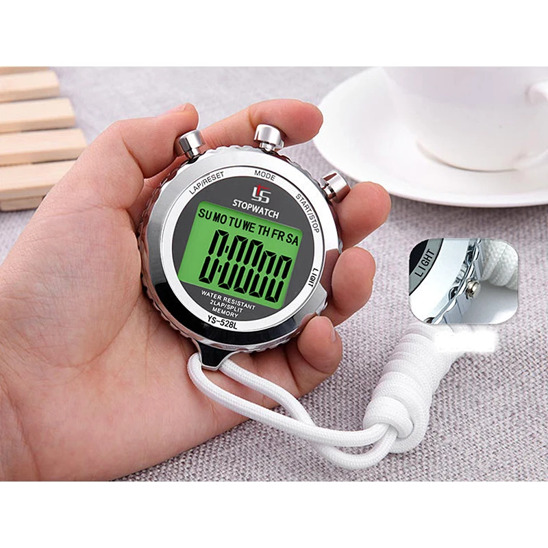 0.01s Precision Timer Stopwatch Metal Stopwatch Sport Waterproof Luminous Stopwatch Hours Minutes Month Display 40h Countdown