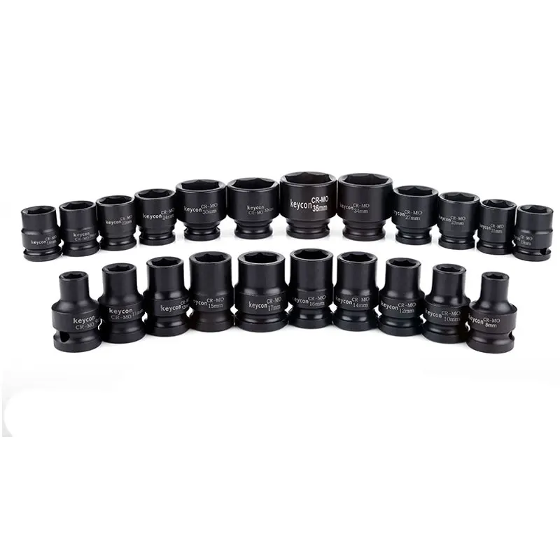 Soquete adaptador de impacto curto 1/2 ", soquetes elétricos 6 pontos para impacto de ar, ferramentas pneumáticas 10 12 13 14 16 17 18 19 21 24mm