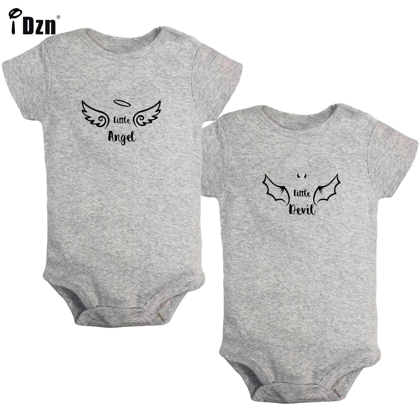 

Baby Twins Summer Clothing Little Angel & Little Devil Funny Baby Bodysuits Cotton Rompers Cute Wings Newborn Jumpsuit Pack of 2