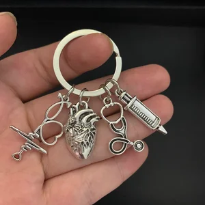 Schlüsselbund im herzförmigen Anhänger, medizinische Anatomie -Schlüsselbund, Arzt- und Krankenschwester -Taschenkette, Schmuck anwesend, 1 PC 8 Hauptverkäufe Heart Keychain Anatomical - №8