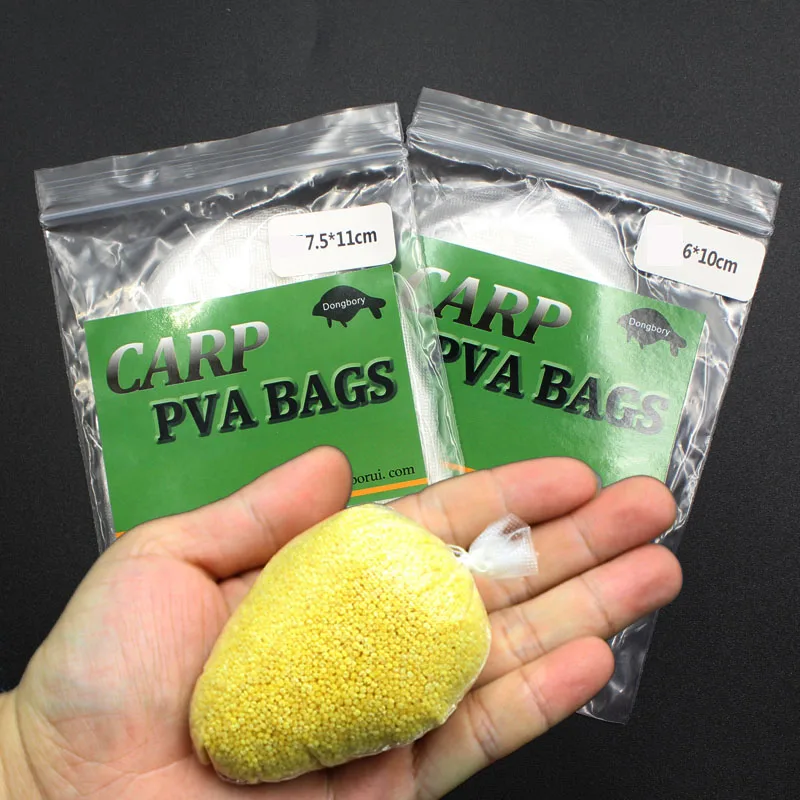 20PCS Carp Fishing Accessories Tackle Cone Shape PVA bag with String line Mesh Dissolving PVA Filament Feeder Fishing