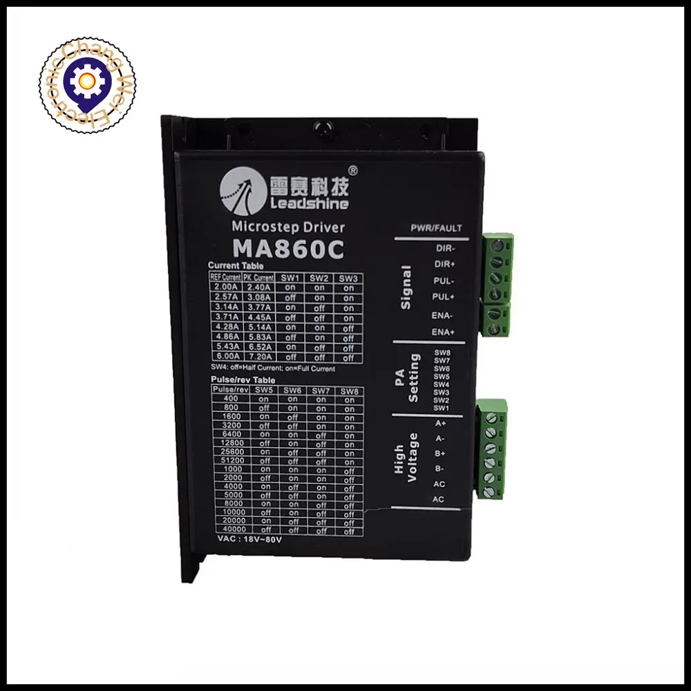 

Leadshine 2-phase stepper driver MA860C input 36-80VAC 1.8-7.2A control NEMA34/23 stepper motor