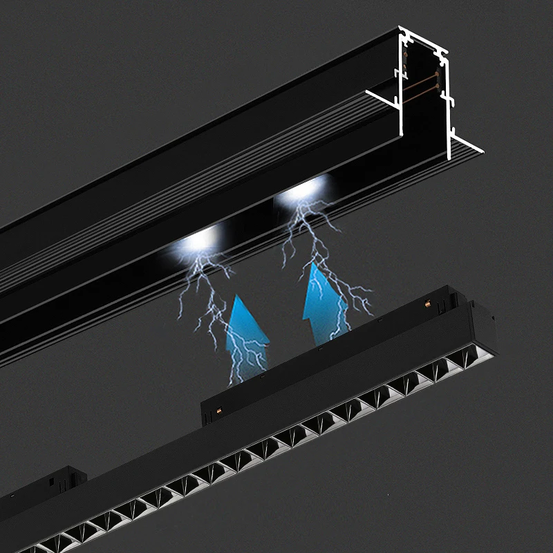 

Magnetic Track Lighting System Ceiling Spotlight Rail LED Lamp No Main Light Design DALI 48V Recessed Magnet Track Light Systems