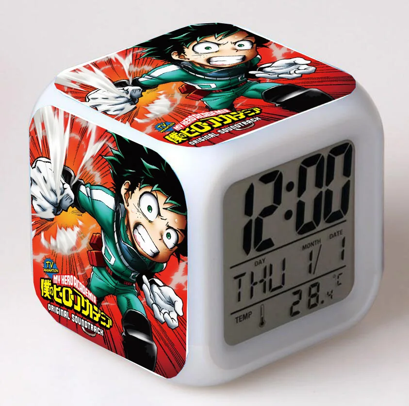 Anime My Hero Academia  Cartoon LED 7 Color Flash Digital Alarm Clocks Night Light Bedroom Desk Clock despertador Alarm-Clock