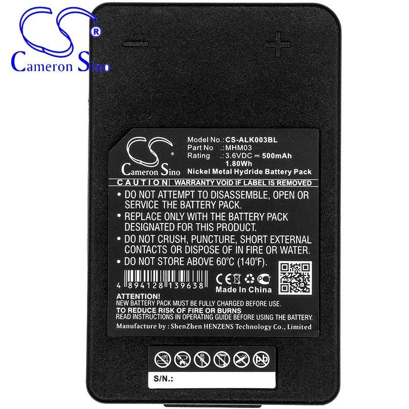 CameronSino 배터리 Autec lk용, Autec MHM03 R0BATT00E11A0 크레인 원격 제어 배터리 500mAh/1.80Wh 3.60V Ni-MH 블랙