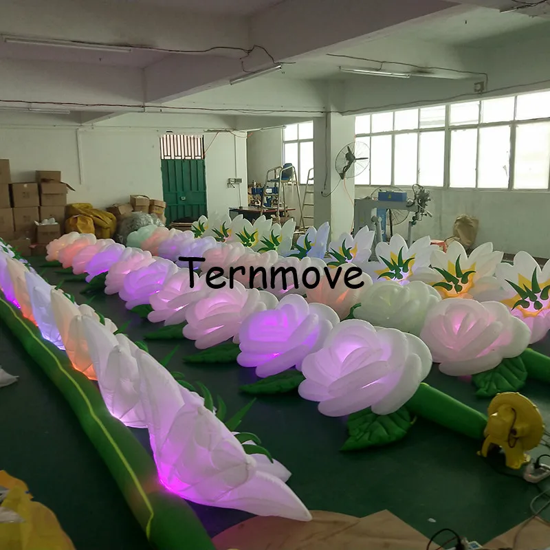 LED light 10m inflatable flower chain for wedding opening decorations Inflatable Led Lighting Flower tube pipe for Decoration