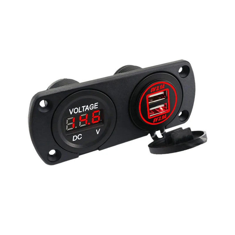 

Waterproof Universal Motorcycle Car Truck Boat Dual USB Charger Voltmeter For Phone Tablet Camera GPS DVR