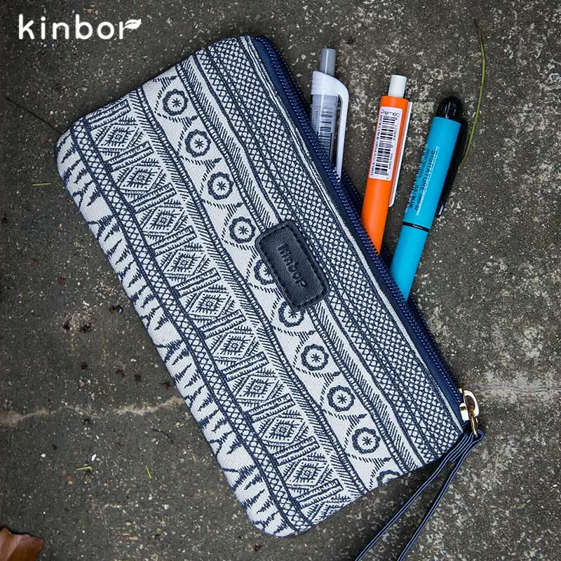 KINBOR Bohemian Style Creative Pencil Bag High-capacity Student Pencil Case 1PCS