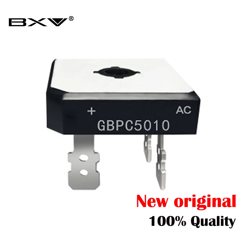 2PCS GBPC5010 50A1000V rectifier bridge stack straight plug square bridge with heat sink rectifier