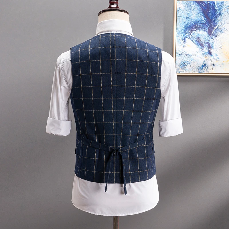 Men's V-Neck Collar Suit Vest Business Casual Waistcoat Underwear Single-breasted Fashion Blazer Top for Men 002