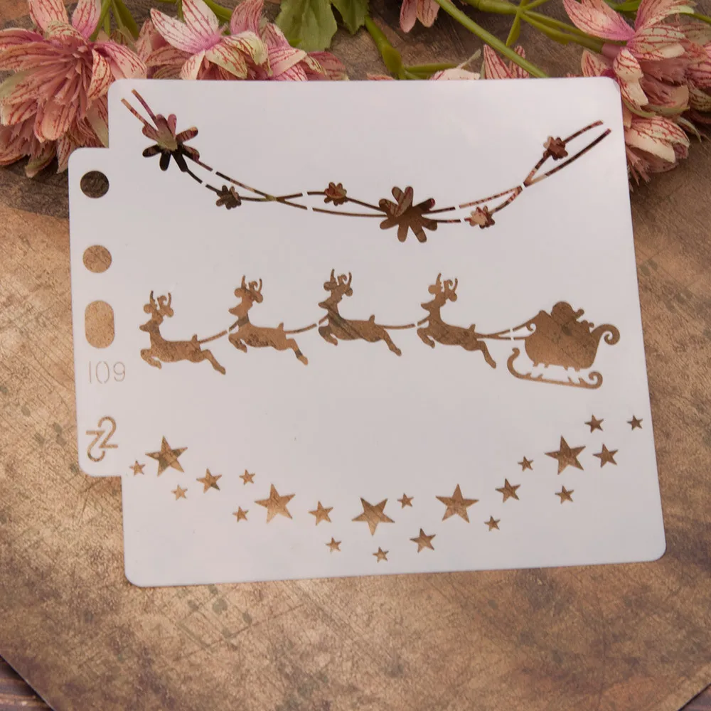 

14x13cm Merry Christmas Reindeer DIY Layering Stencils Painting Scrapbook Coloring Embossing Album Decorative Template