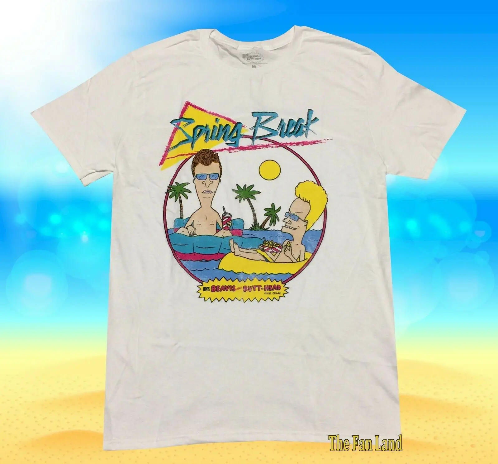 New MTV Beavis And Butthead Spring Break Beach Mens Vintage T Shirt