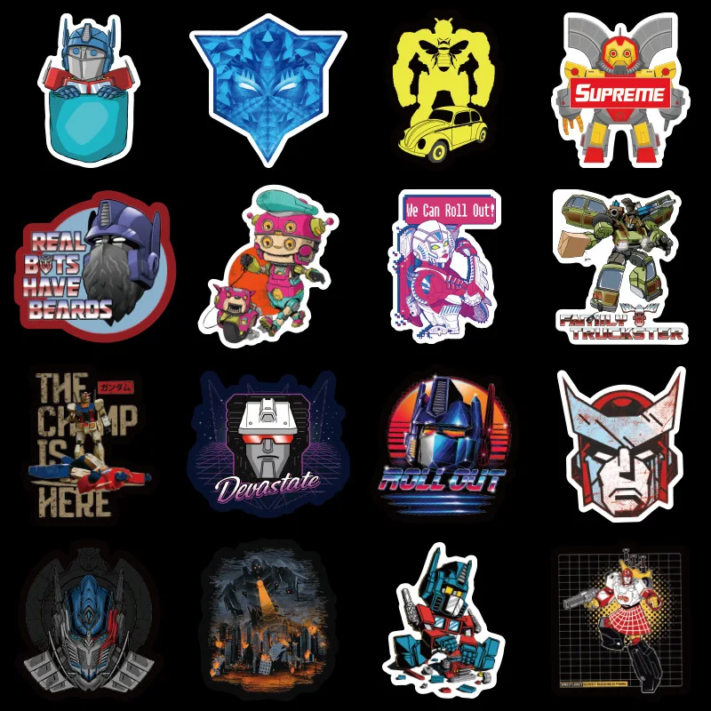 10 50pcs Transformers Stickers Robot Pegatinas Luggage Trolley Suitcase Guitar Electric Car Waterproof PVC Graffiti Sticker