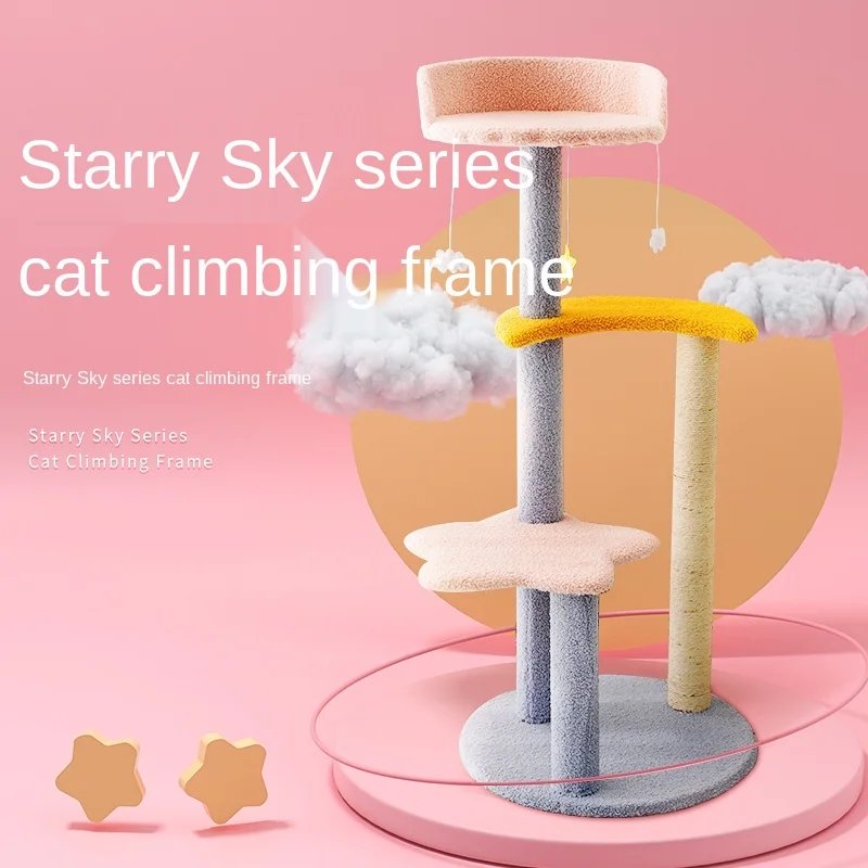 

Cat Climbing Frame Cat Nest with Nest Villa Large Cat Tower Climbing Column Cat Climbing Frame Jumping Platform Supplies