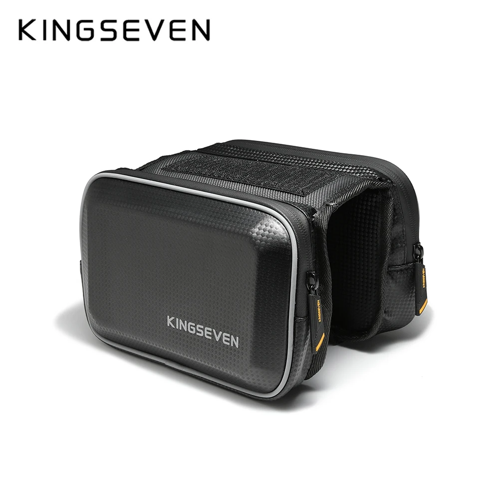 KINGSEVEN-bolsa resistente a la lluvia para bicicleta, funda de teléfono para ciclismo de montaña, marco de tubo superior delantero, sensible a la