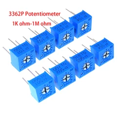 Potenciómetro recortador de Resistencia serie 3362, 101, 201, 501, 102, 202, 502, 103, 500R, 1K, 2K, 5K, 10K, 20K, 50K, 3362 K, 10 piezas, 100 P