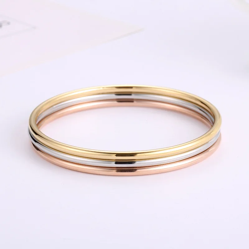 Fashionable stainless steel 3 mm Simple Rose Gold Fashion Luxury Bracelets glaze Bracelets For Women Couple Jewelry